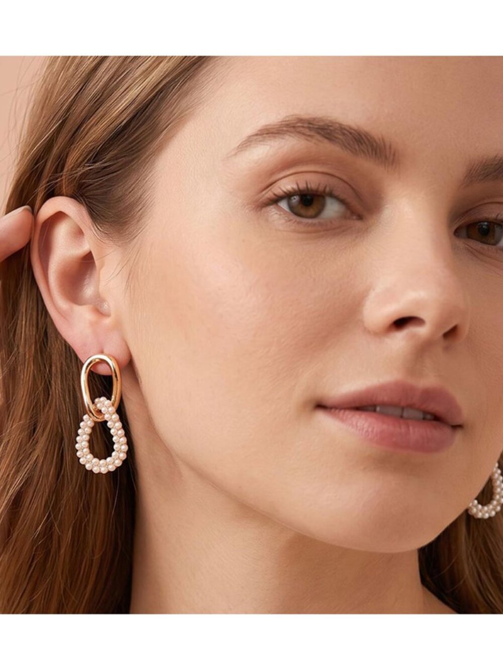Tigerstars Gold Pearly Link Drop Earrings